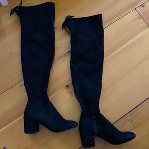 Catherine Malandrino Black Suede Velvet Boots 7.5